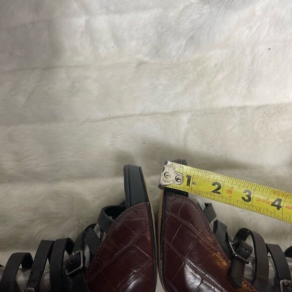 Circus By Sam Edelman Lennox burgundy crocs prints & black gladiator heels SZ8.5 - Picture 6 of 12